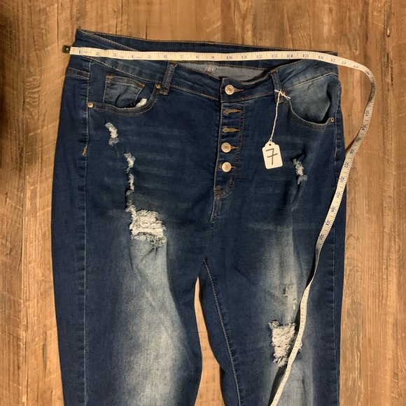 SHEIN Buttonfly Distressed Skinny Jeans, Size 1XL (#7) - Picture 4 of 5